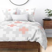 Wholecloth Plus Quilt Top // Pink and Light Grey 