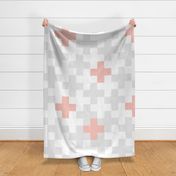 Wholecloth Plus Quilt Top // Pink and Light Grey 