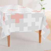 Wholecloth Plus Quilt Top // Pink and Light Grey 