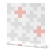 Wholecloth Plus Quilt Top // Pink and Light Grey 