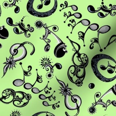 Ornate Music Notes- Large Green (from "Face The Music" collection)