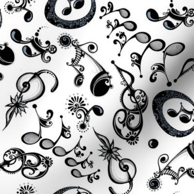 Ornate Music Notes- Large White (from "Face The Music" collection)