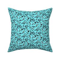 Ornate Music Notes- Small Light Blue