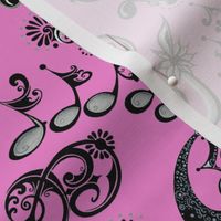 Ornate Music Notes- Large Magenta