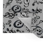 Ornate Music Notes- Large Gray