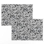 Ornate Music Notes- Large Gray
