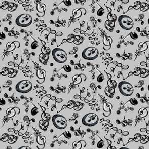 Ornate Music Notes- Large Gray