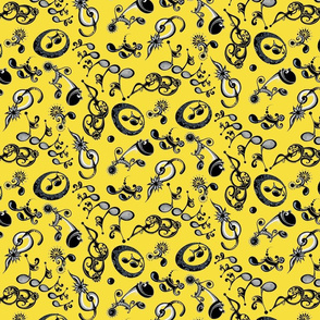 Ornate Music Notes- Large Yellow