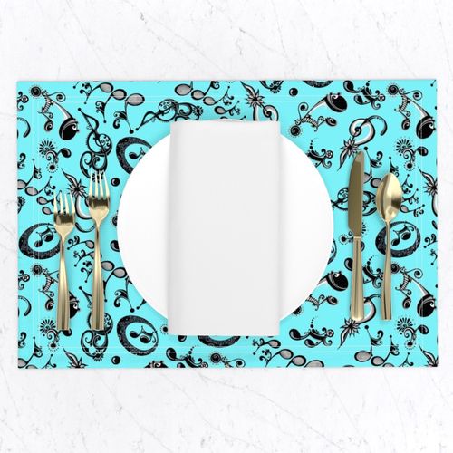 Ornate Music Notes- Large Light Blue