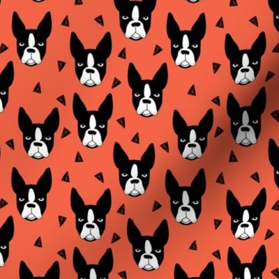 boston terriers // coral dog dog breed fabric boston terrier