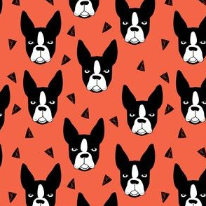 boston terriers // coral dog dog breed fabric boston terrier