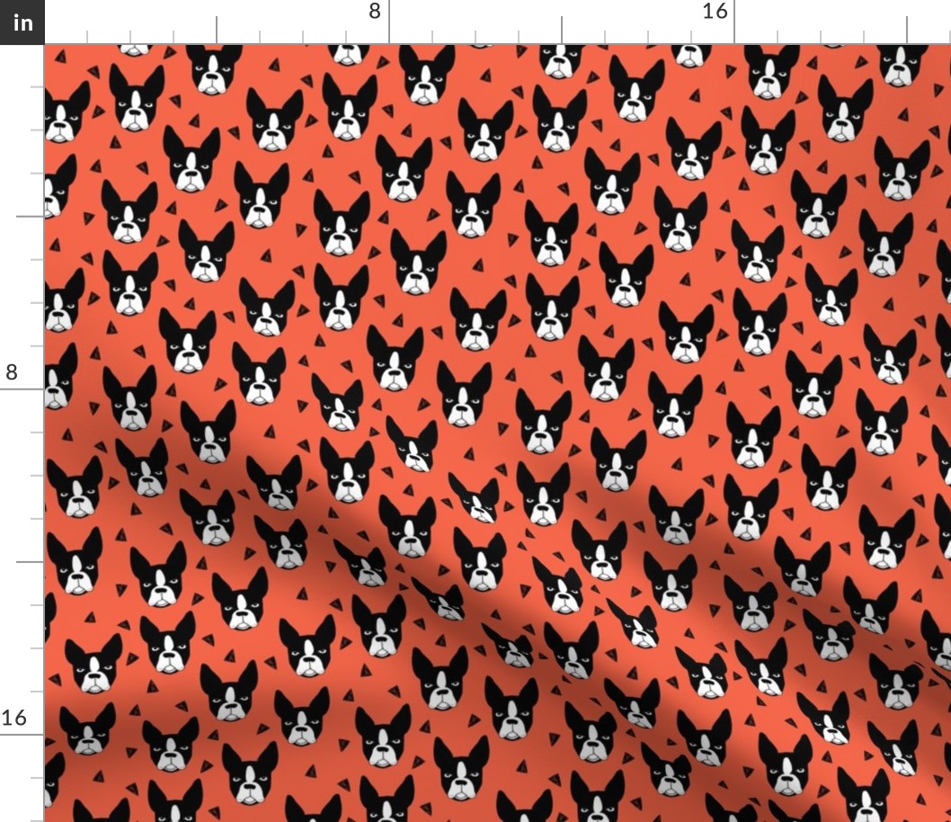 boston terriers // coral dog dog breed fabric boston terrier