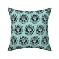 Oriental india Ganesh elephant in pastel mint blue