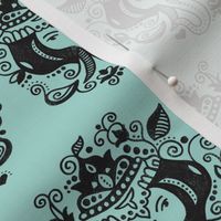 Oriental india Ganesh elephant in pastel mint blue