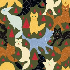 Christmas Circle Cats