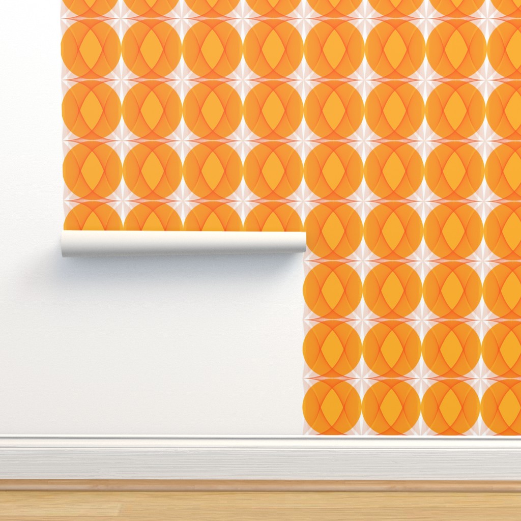 orange, Muster, Kreis, 70er Jahre - Spoonflower
