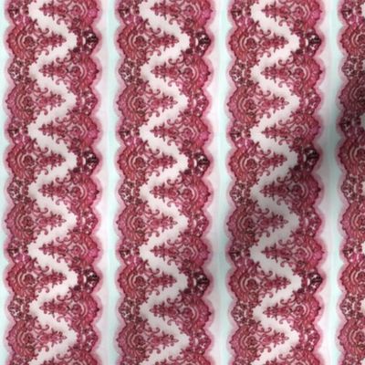 Pink Lace Border on White (2 inch wide)