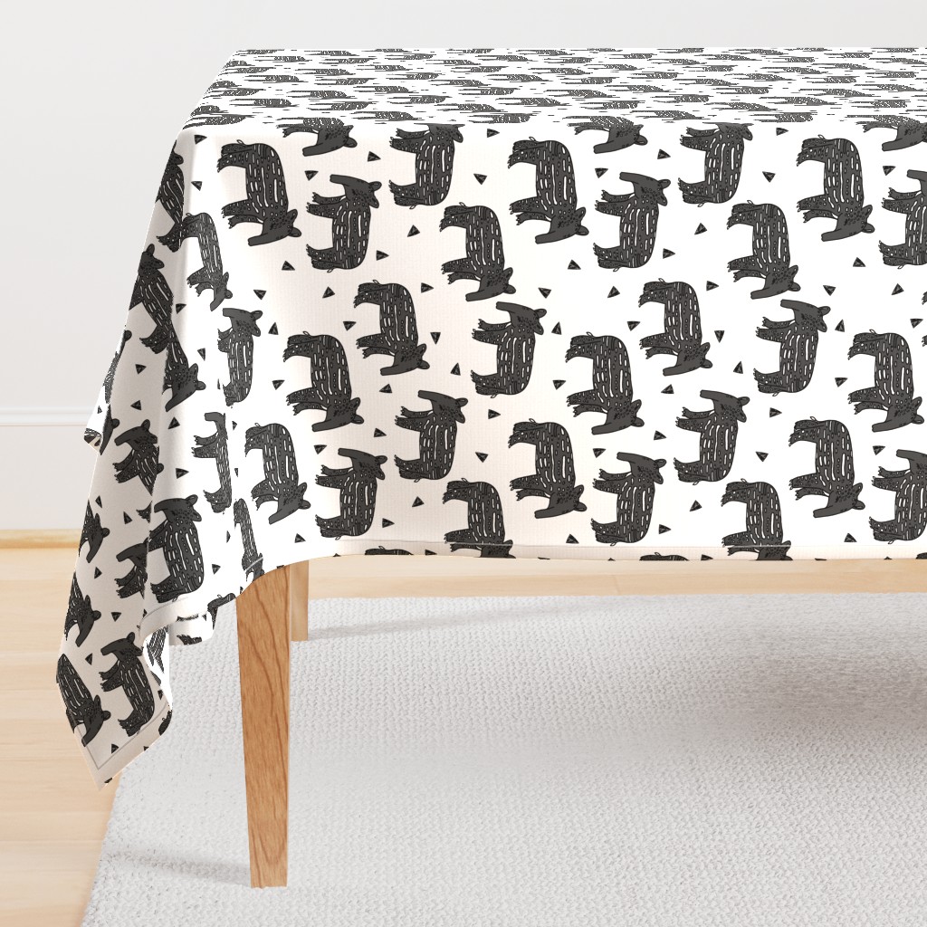 tapir // baby tapirs fabric white and black grey tapirs fabric