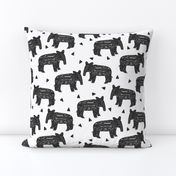 tapir // baby tapirs fabric white and black grey tapirs fabric