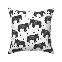 tapir // baby tapirs fabric white and black grey tapirs fabric