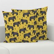 tapir // tapirs fabric mustard yellow baby animals design fabric 