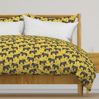 tapir // tapirs fabric mustard yellow baby animals design fabric 