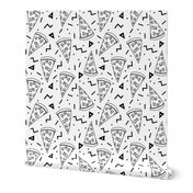 pizza party //  black and white pizza party shapes rad 90s kids triangles food 