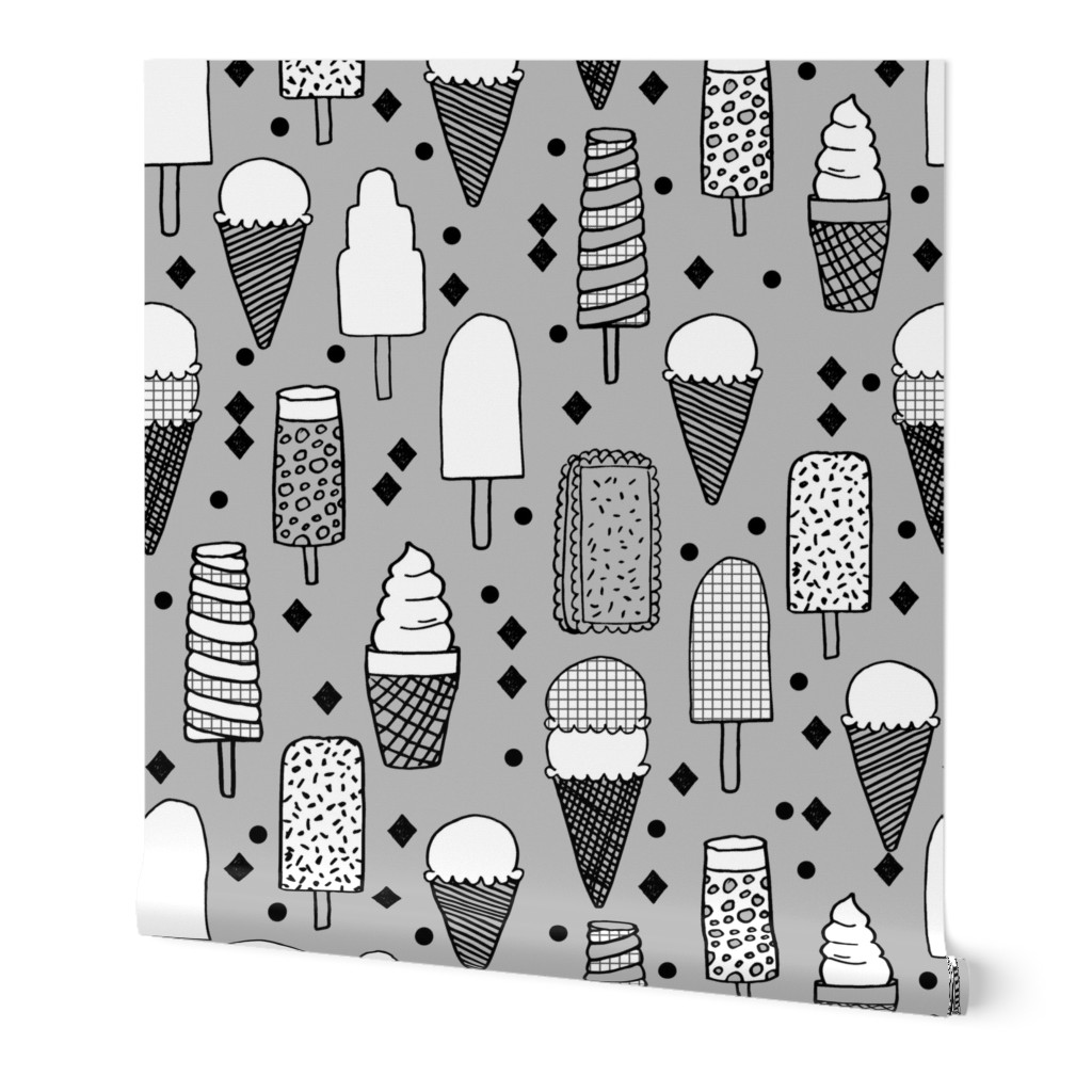 ice cream // tropical summer ice cream cones grey kids summer trropical print