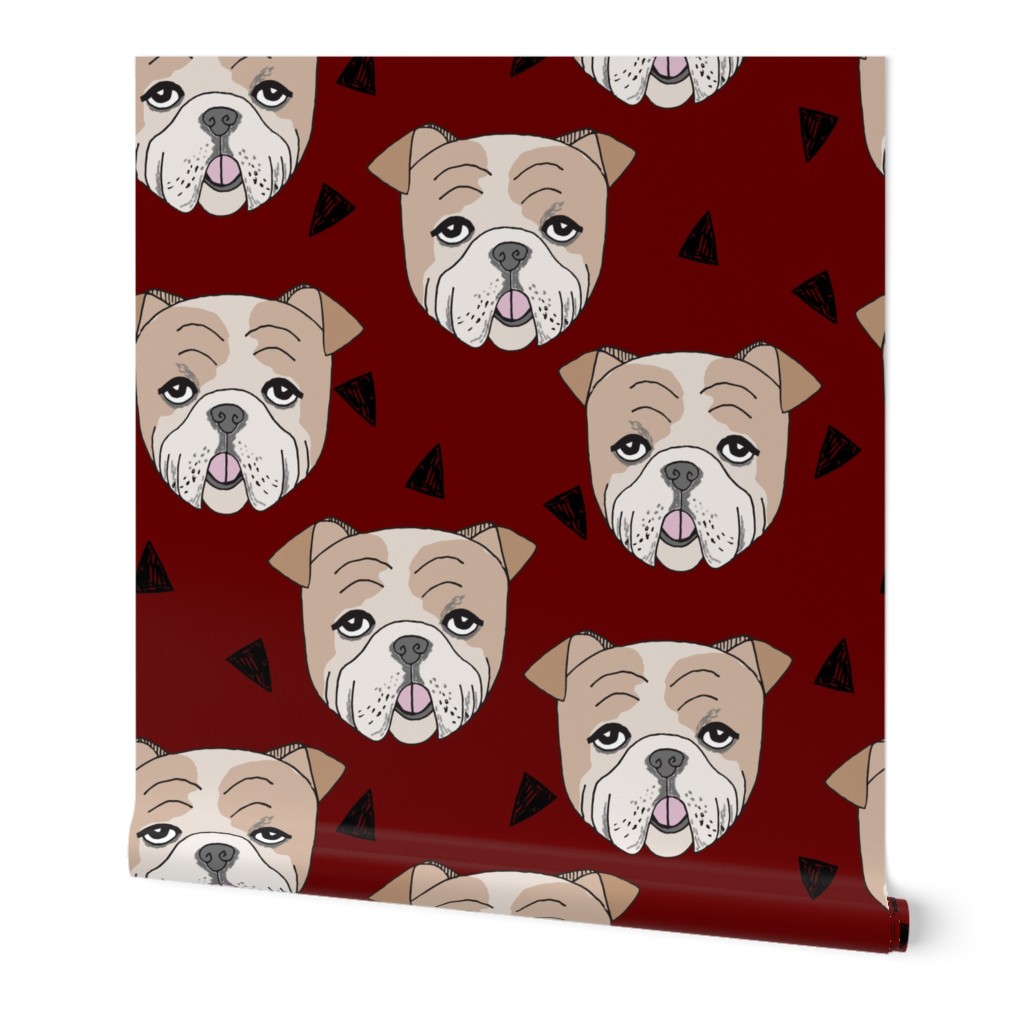 english bulldog // marroon dog cute dog pet dog bulldog fabric