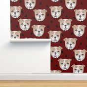 english bulldog // marroon dog cute dog pet dog bulldog fabric