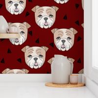 english bulldog // marroon dog cute dog pet dog bulldog fabric