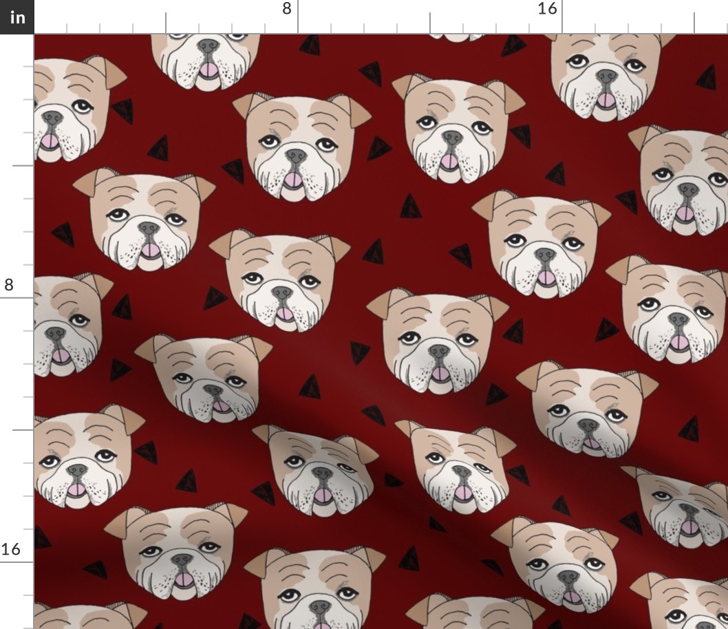 english bulldog // marroon dog cute dog pet dog bulldog fabric