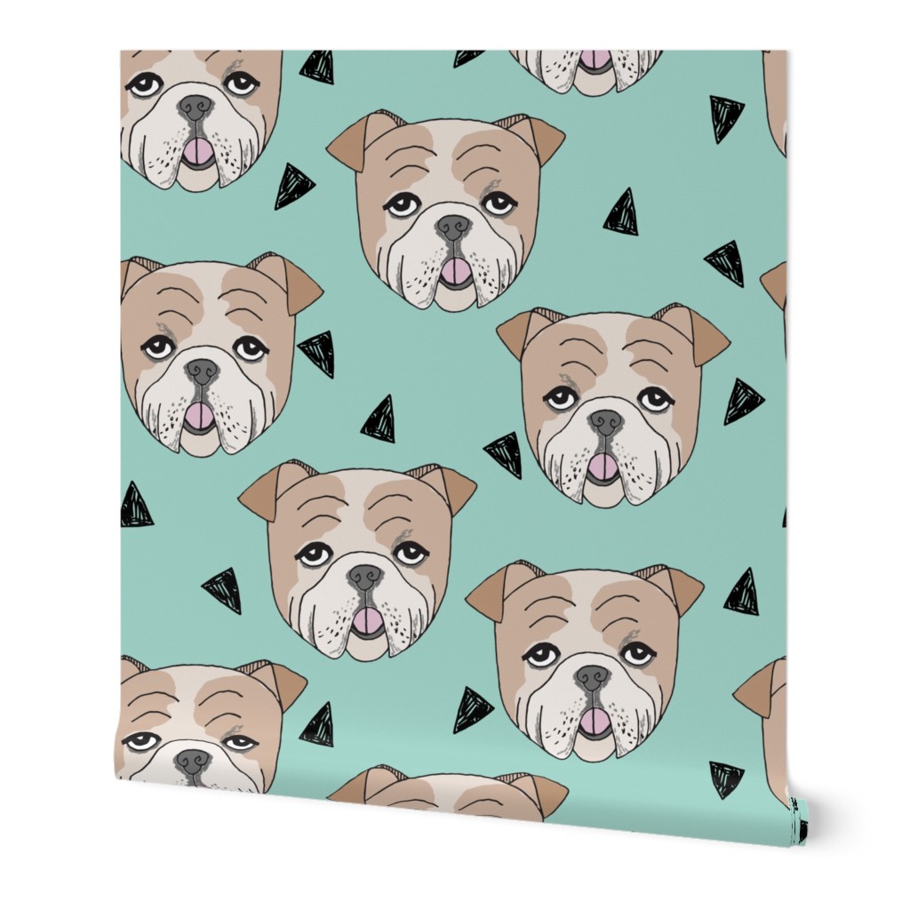 english bulldogs // mint cute dog dogs dog breed fabric bulldogs