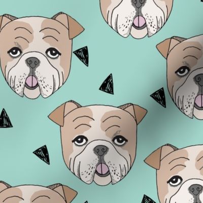 english bulldogs // mint cute dog dogs dog breed fabric bulldogs