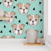 english bulldogs // mint cute dog dogs dog breed fabric bulldogs