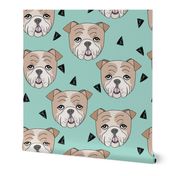 english bulldogs // mint cute dog dogs dog breed fabric bulldogs