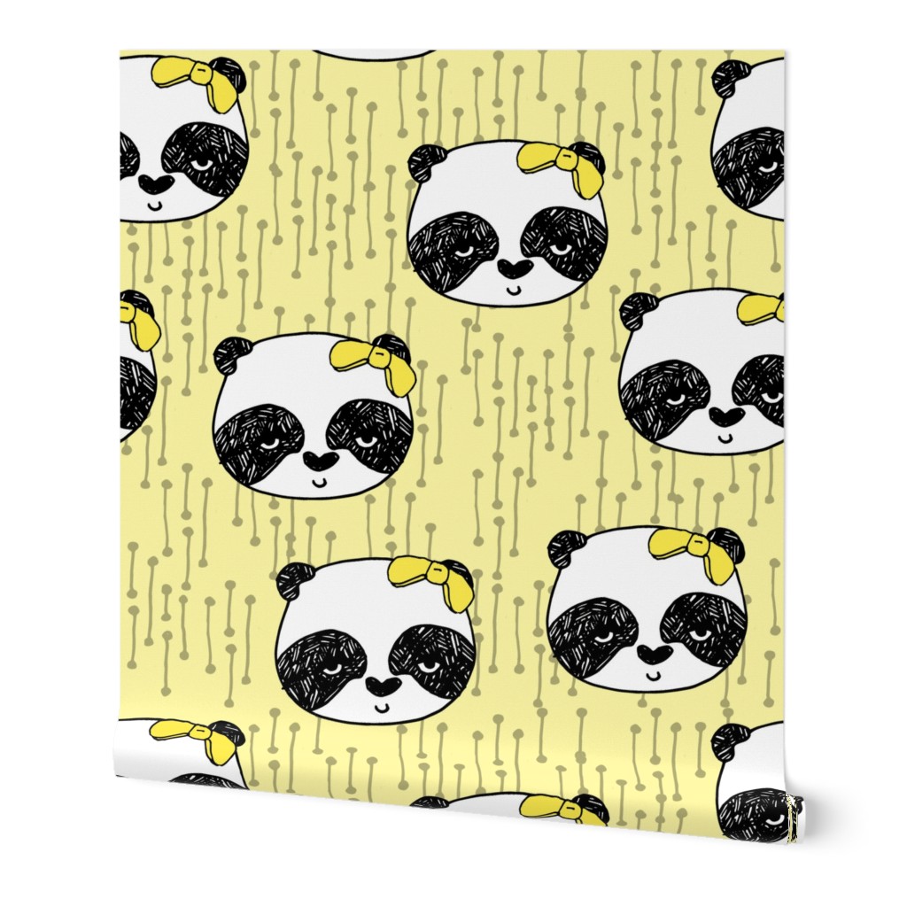 Panda with Bow - Lemon Yellow by Andrea Lauren