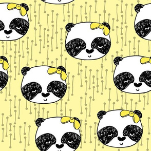 Panda with Bow - Lemon Yellow by Andrea Lauren