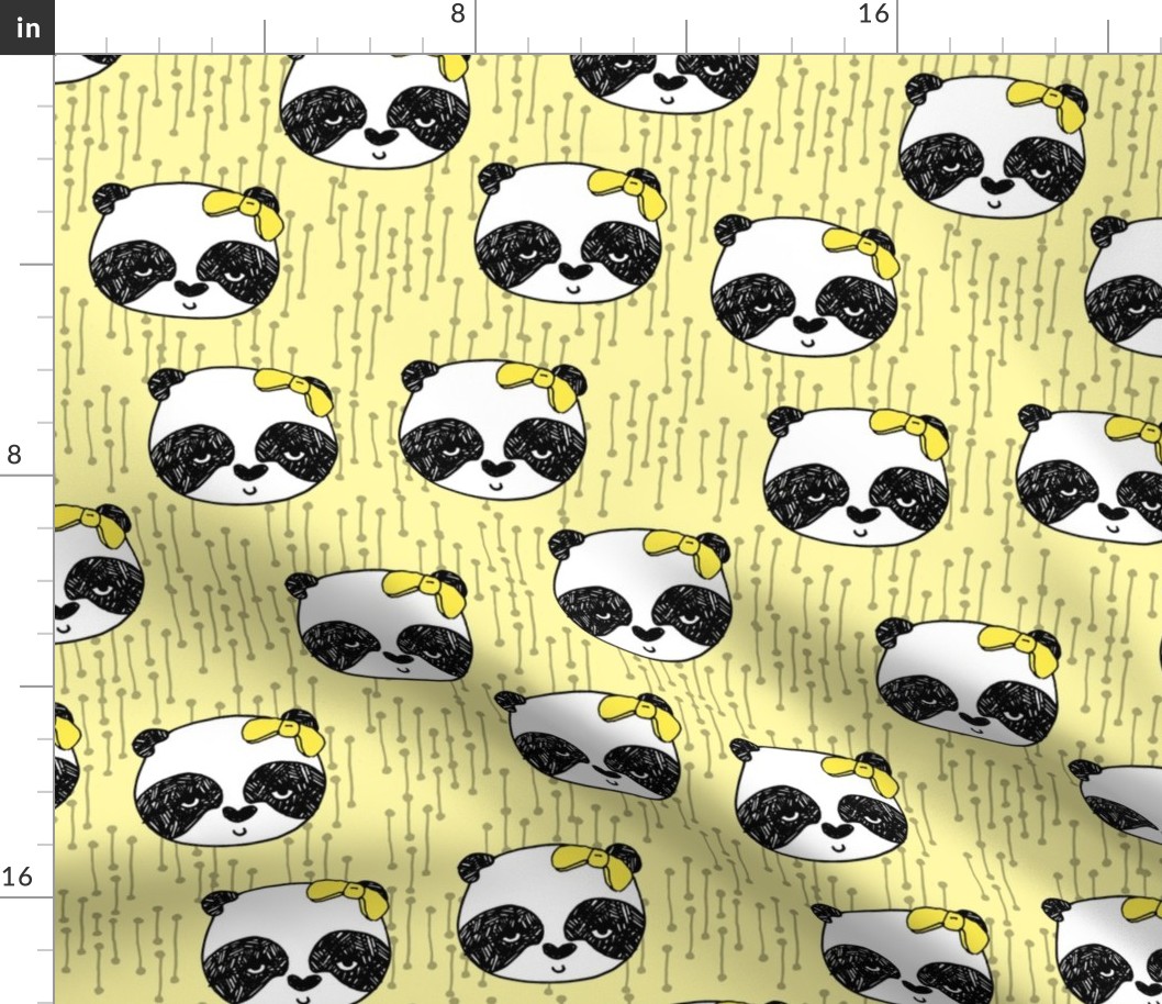 Panda with Bow - Lemon Yellow by Andrea Lauren