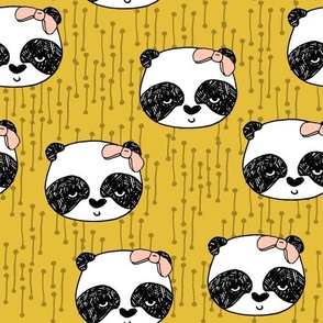 Panda with Bow - Mustard by Andrea Lauren