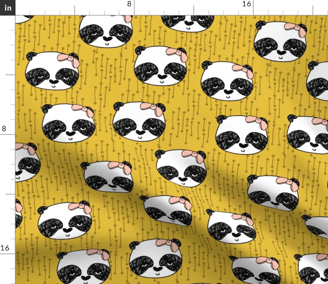 Panda with Bow - Mustard by Andrea Lauren