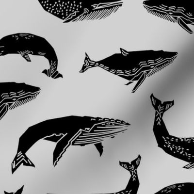 Whales - Black and Light Grey by Andrea Lauren