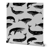 Whales - Black and Light Grey by Andrea Lauren