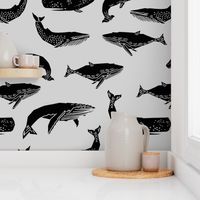Whales - Black and Light Grey by Andrea Lauren