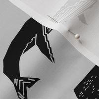 Whales - Black and Light Grey by Andrea Lauren