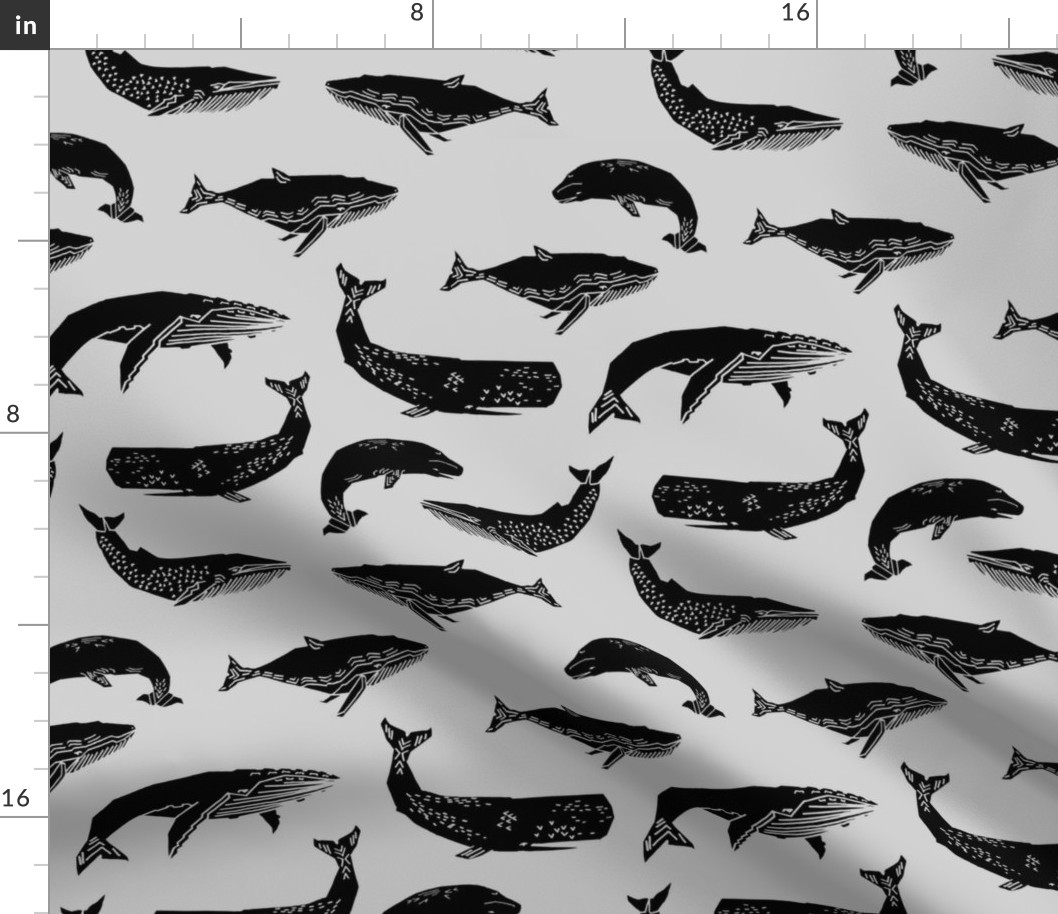 Whales - Black and Light Grey by Andrea Lauren