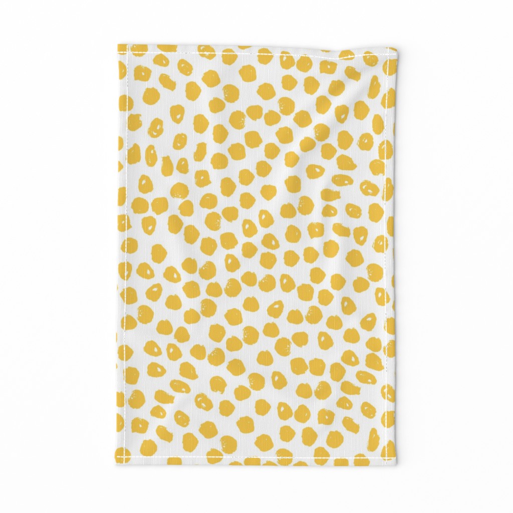 Inky Dots - Golden Yellow/White Background by Andrea Lauren