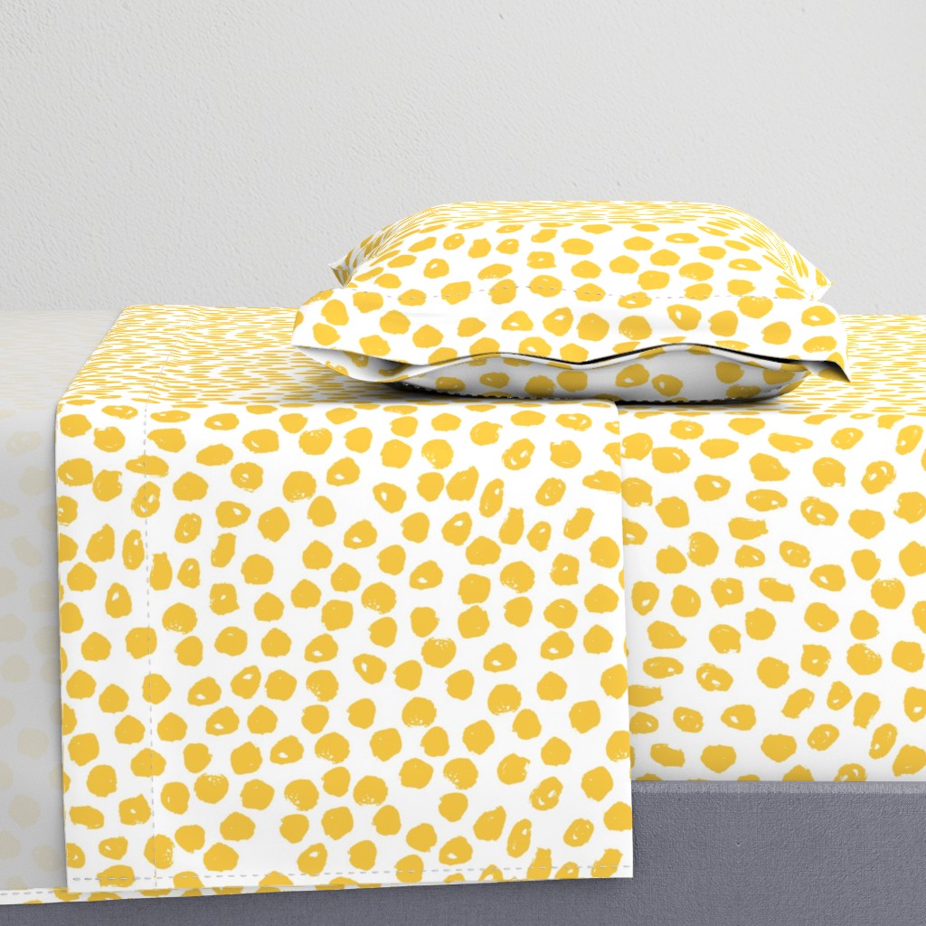 Inky Dots - Golden Yellow/White Background by Andrea Lauren