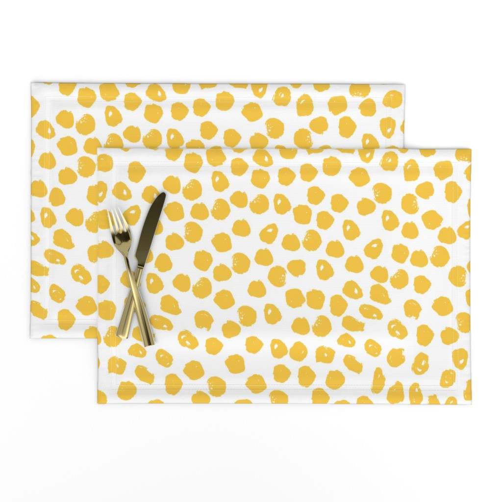 Inky Dots - Golden Yellow/White Background by Andrea Lauren