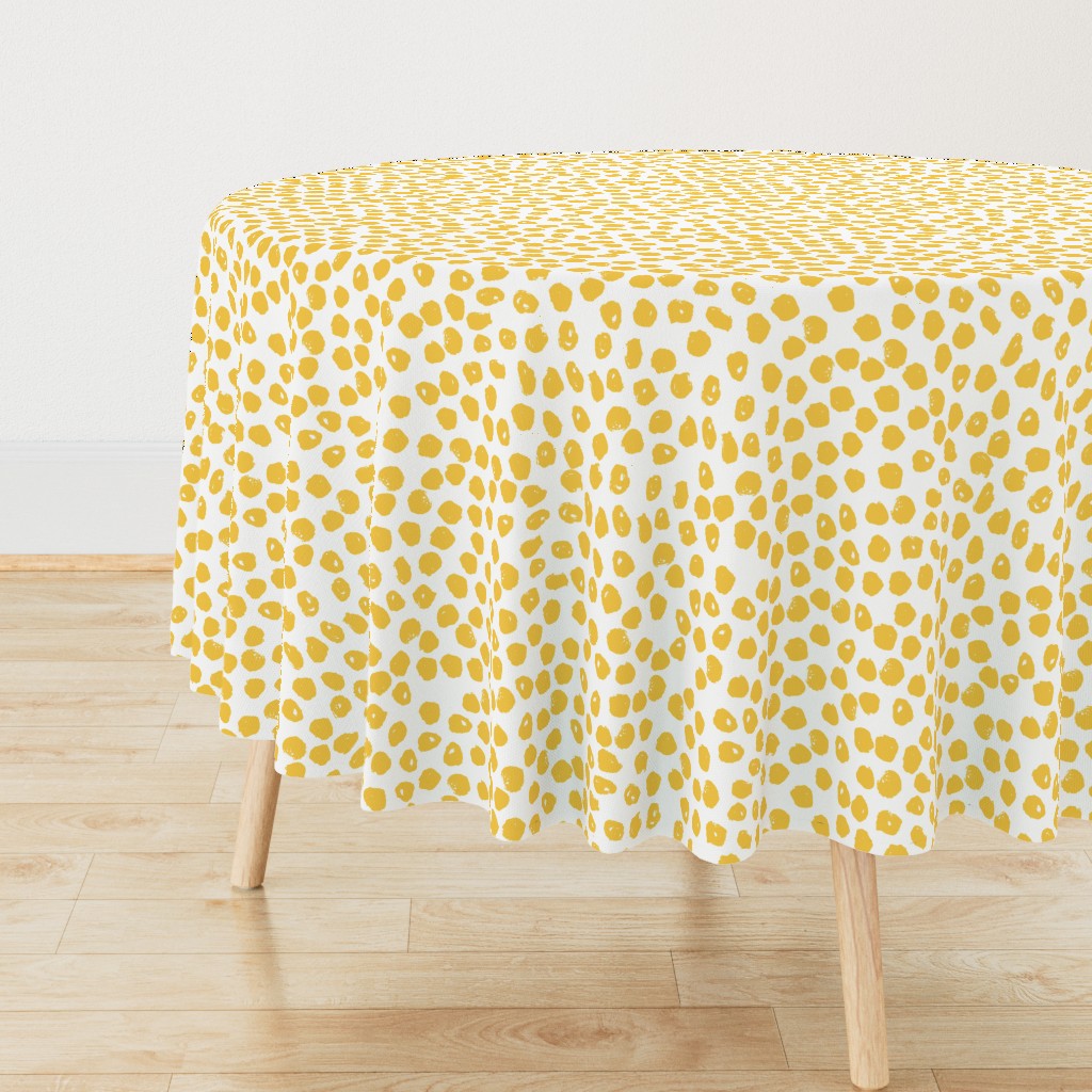 Inky Dots - Golden Yellow/White Background by Andrea Lauren